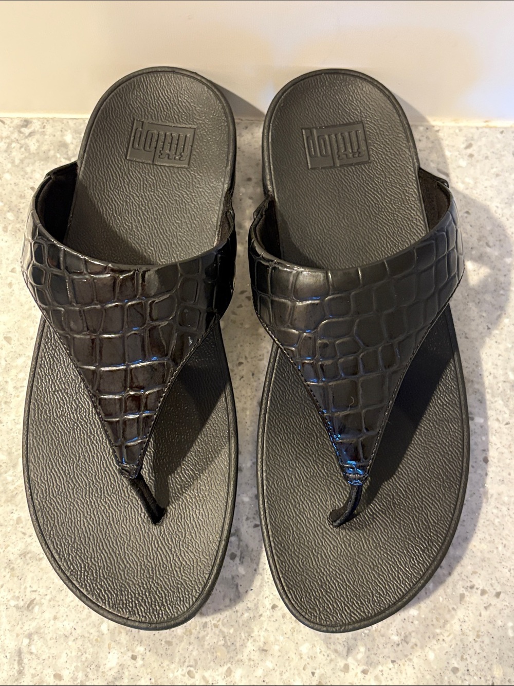 FitFlop Black Croc-Texture  Sandals